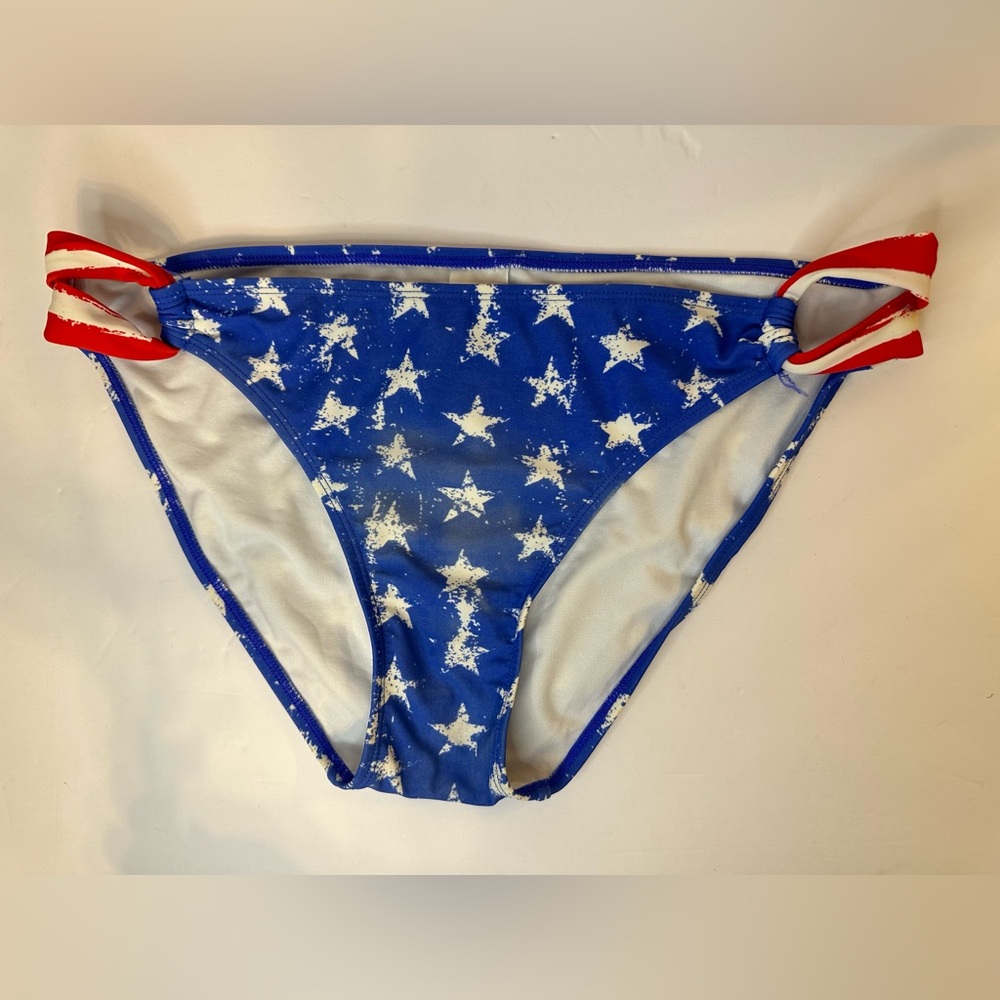 Xhilaration Blue Star Swim Bottom with Red Ring Accents